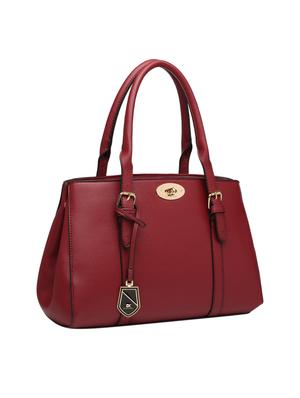 maroon leatherette (pu) regular handbag - 15386412 - Standard Image - 4