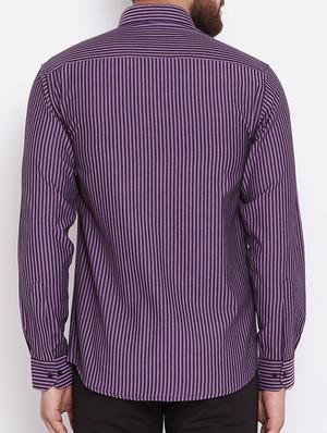 purple cotton casual shirt - 15386679 - Standard Image - 3