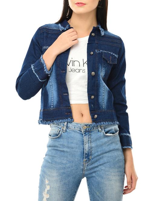 frayed denim summer jacket - 15386734 - Standard Image - 1