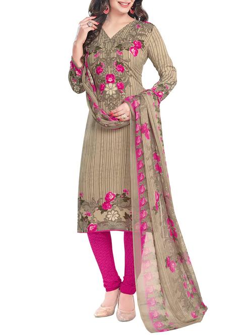 Printed unstitched churidaar suit - 15386735 - Standard Image - 1