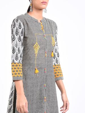 striped asymmetric kurta - 15387238 - Standard Image - 2