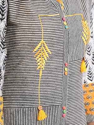 striped asymmetric kurta - 15387238 - Standard Image - 5