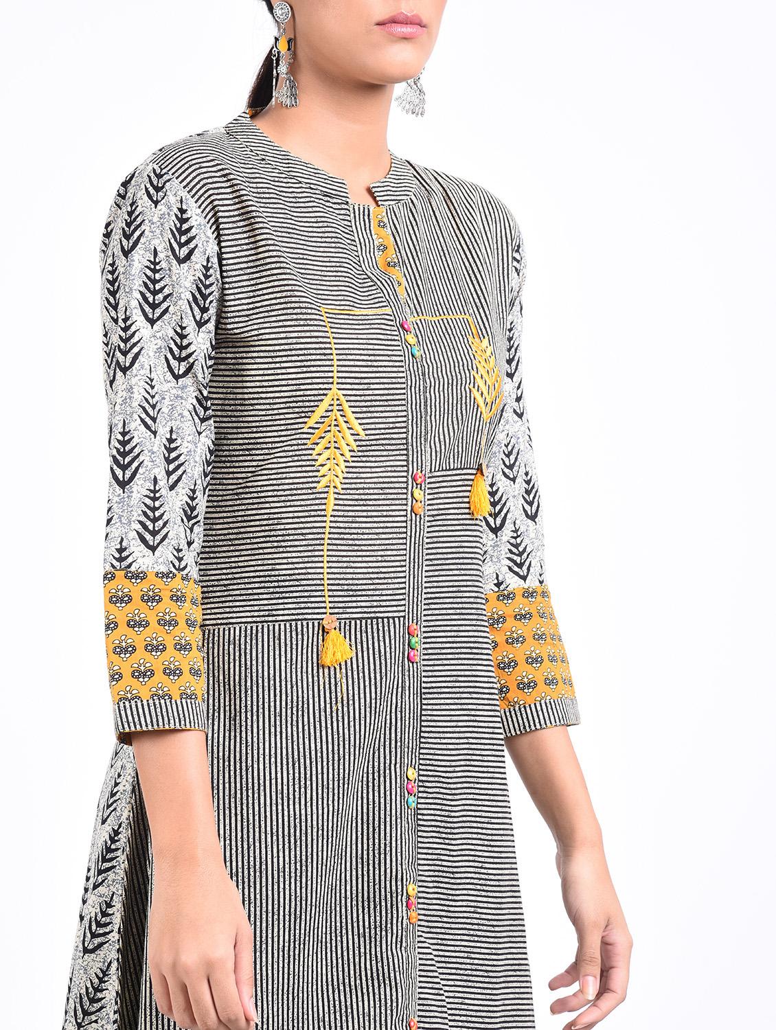striped asymmetric kurta - 15387238 - Zoom Image - 2