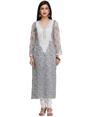 Chikankari straight kurti - 15387279 - Standard Image - 1