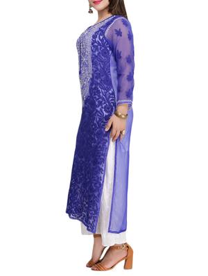chikankari straight kurta - 15387280 - Standard Image - 2