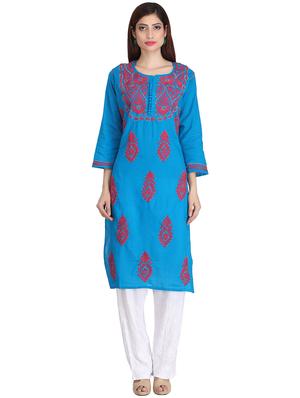 Chikankari straight kurta - 15387284 - Standard Image - 1