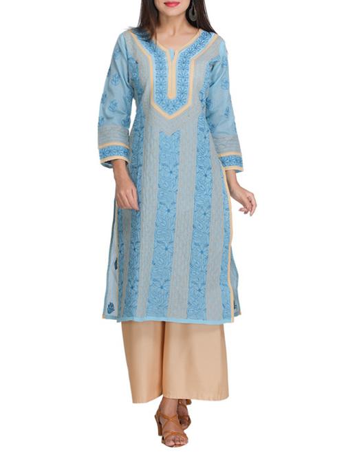 chikankari straight kurta - 15387314 - Standard Image - 1