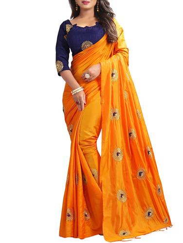 Zari embroidered saree with blouse - 15387735 - Very Small Image - 1