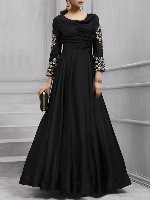 Embroidered semi-stitched flared suit - 15388368 - Standard Image - 1