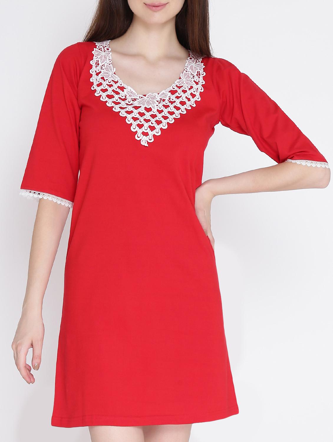 lace yoke short nighty - 15389747 - Zoom Image - 1