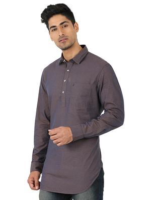 brown cotton short kurta - 15389846 - Standard Image - 2