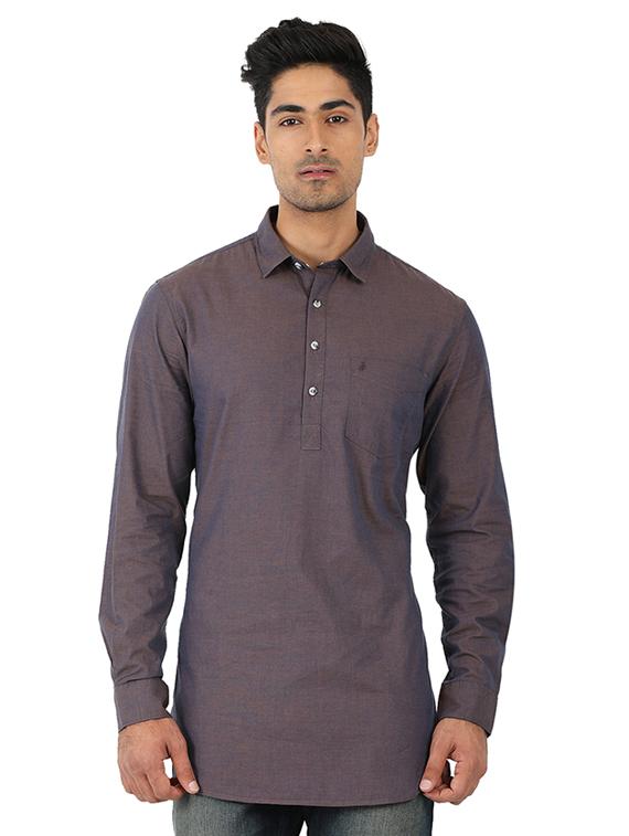 brown cotton short kurta - 15389846 - Zoom Image - 1