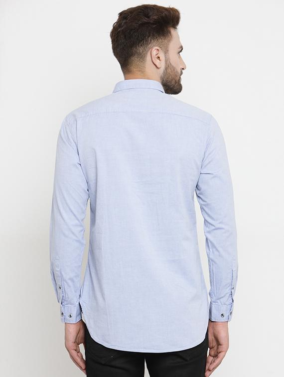 blue cotton short kurta - 15389876 - Zoom Image - 3