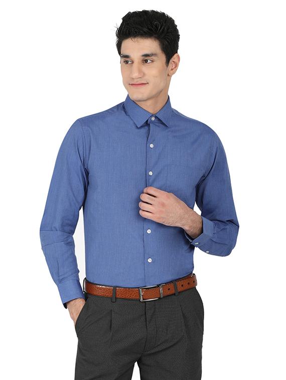 blue cotton blend formal shirt - 15389947 - Zoom Image - 1
