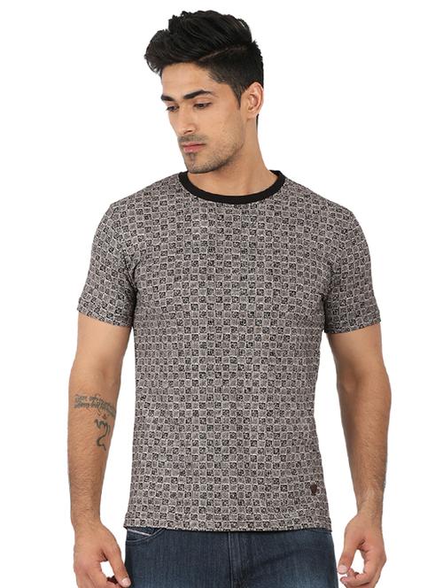 black cotton all over print t-shirt - 15390001 - Standard Image - 1