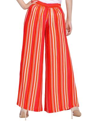pleat detail striped flared palazzo - 15391791 - Standard Image - 3