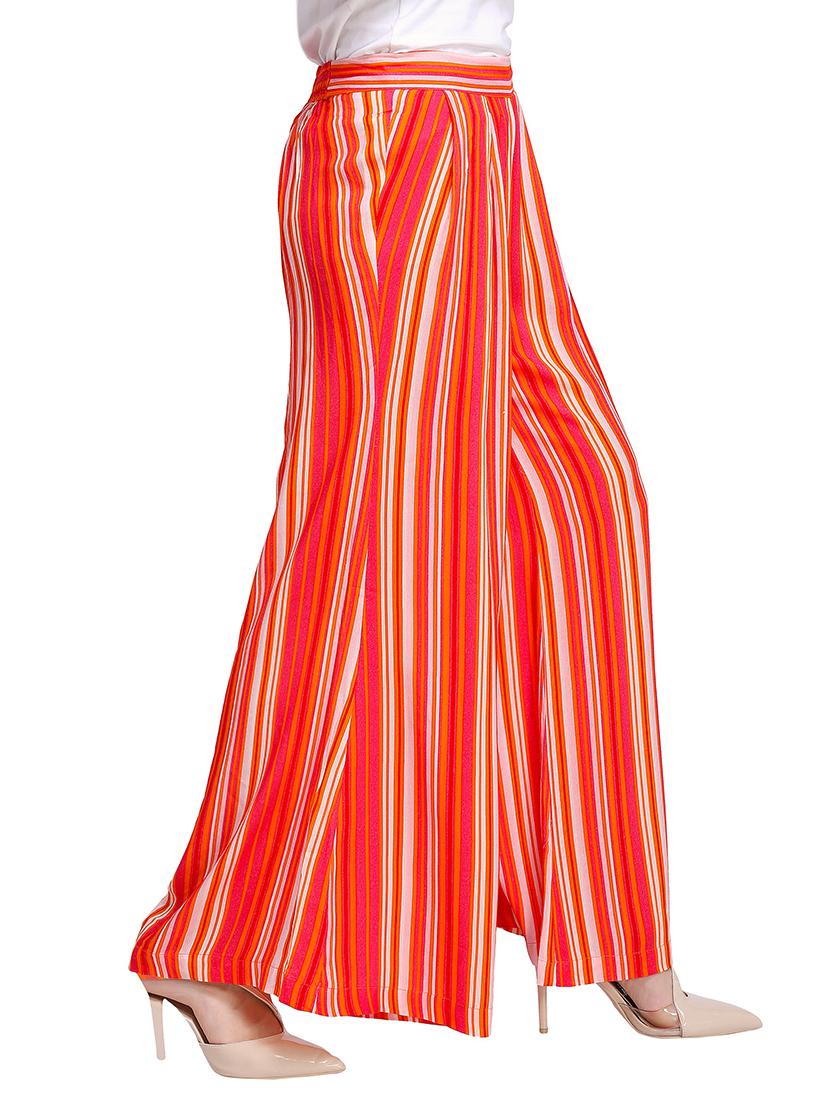 pleat detail striped flared palazzo - 15391791 - Zoom Image - 2