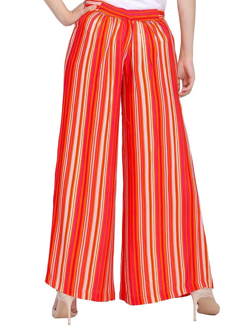 pleat detail striped flared palazzo - 15391791 - Zoom Image - 3