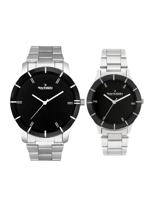 Ravinson 17012711 Stainless Steel Elegant Analog Wrist Watch Couple Combo - 15392681 - Very Small Image - 1