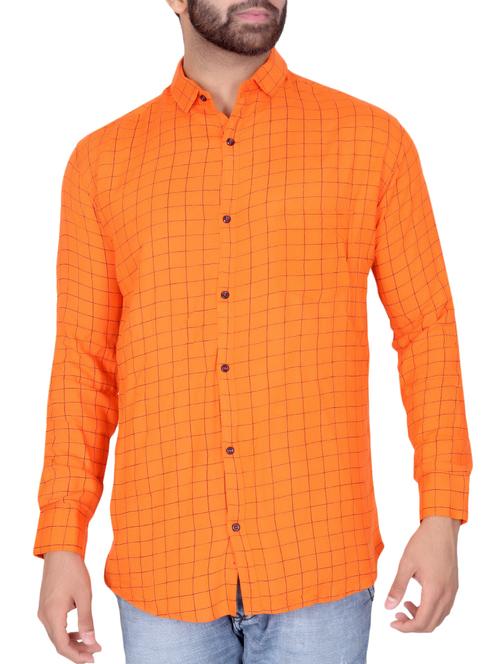 orange cotton casual shirt - 15392733 - Standard Image - 1