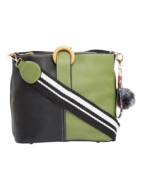 green leatherette (pu) regular sling bag - 15392907 - Standard Image - 1
