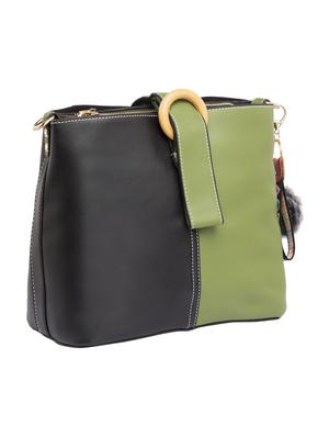 green leatherette (pu) regular sling bag - 15392907 - Standard Image - 4