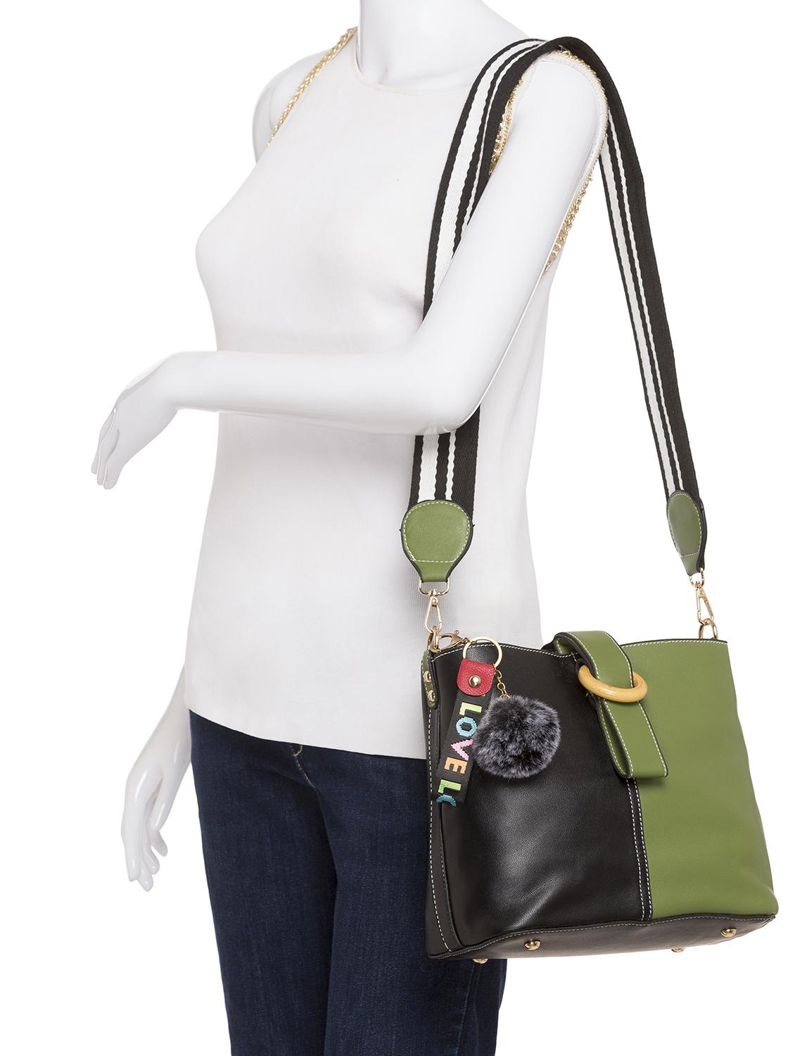 green leatherette (pu) regular sling bag - 15392907 - Zoom Image - 5