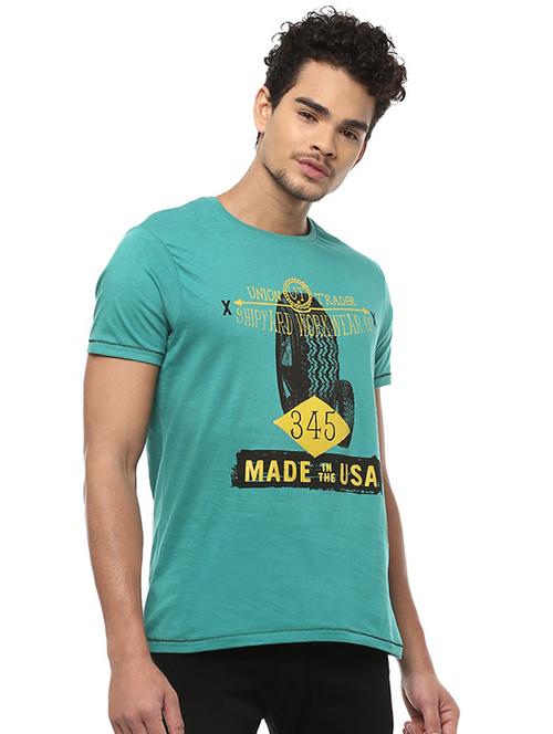 blue cotton chest print t-shirt - 15394278 - Standard Image - 1
