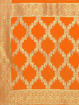 orange silk banarasi dupatta - 15394304 - Standard Image - 3