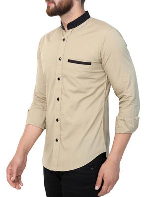 beige cotton casual shirt - 15394667 - Standard Image - 2
