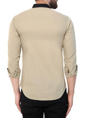 beige cotton casual shirt - 15394667 - Standard Image - 3