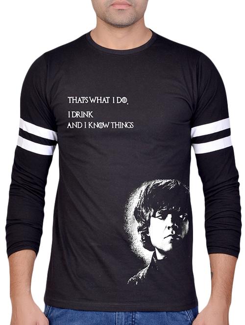 black cotton front print tshirt - 15394712 - Standard Image - 1