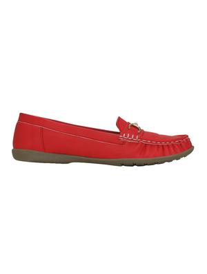 red leatherette slip on loafers - 15394792 - Standard Image - 2