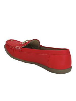 red leatherette slip on loafers - 15394792 - Standard Image - 3