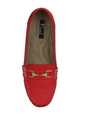 red leatherette slip on loafers - 15394792 - Standard Image - 4