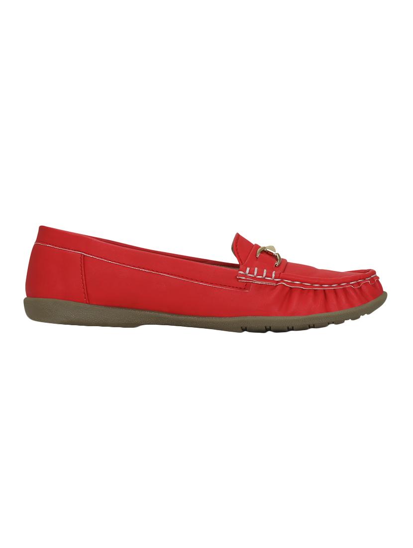 red leatherette slip on loafers - 15394792 - Zoom Image - 2