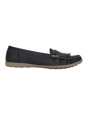 black leatherette slip on loafers - 15394797 - Standard Image - 2