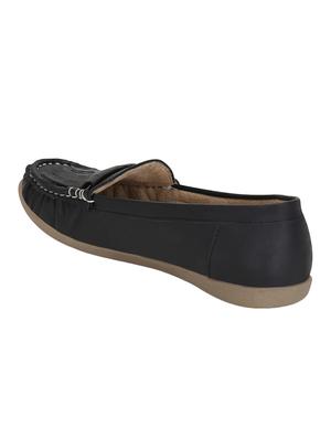 black leatherette slip on loafers - 15394797 - Standard Image - 3