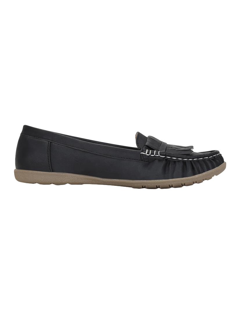 black leatherette slip on loafers - 15394797 - Zoom Image - 2