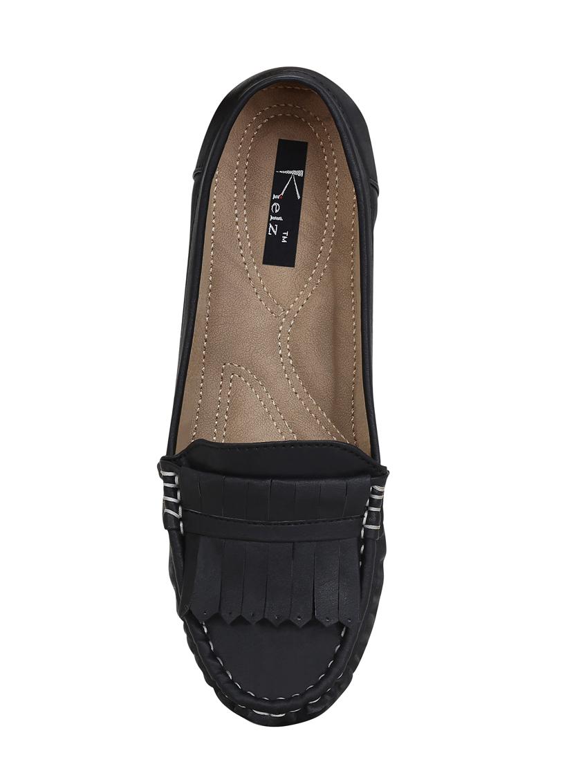 black leatherette slip on loafers - 15394797 - Zoom Image - 4