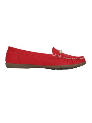 red leatherette slip on loafers - 15394801 - Standard Image - 2