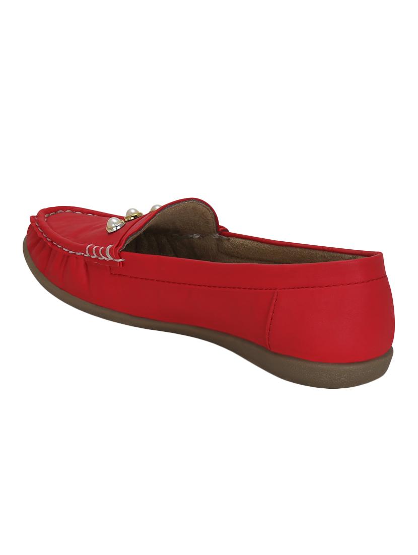 red leatherette slip on loafers - 15394801 - Zoom Image - 3
