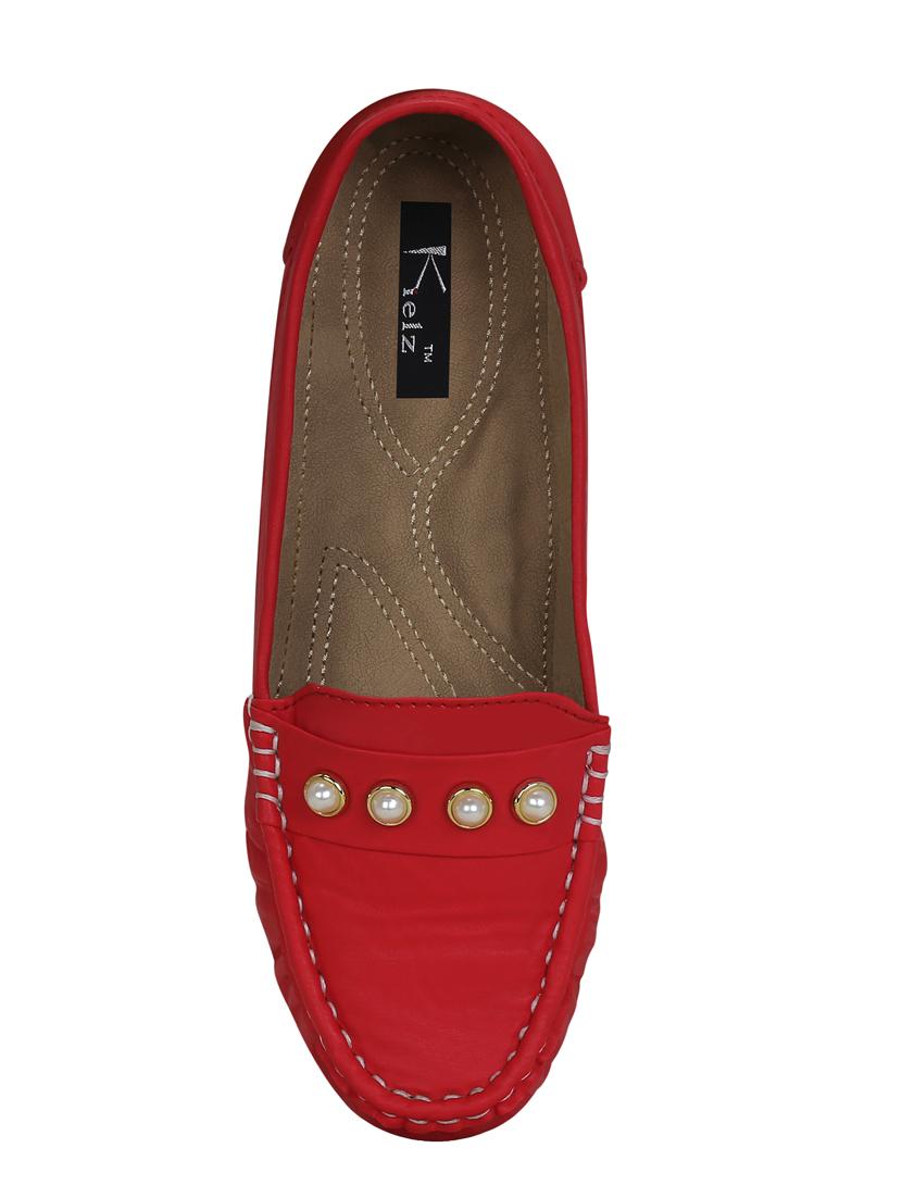 red leatherette slip on loafers - 15394801 - Zoom Image - 4
