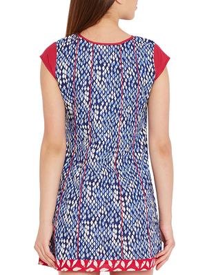 blue cotton straight kurti - 15394853 - Standard Image - 3