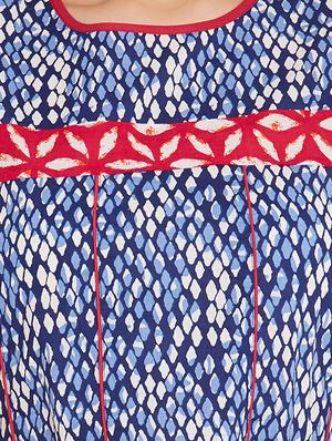 blue cotton straight kurti - 15394853 - Standard Image - 5