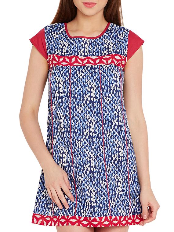 blue cotton straight kurti - 15394853 - Zoom Image - 1