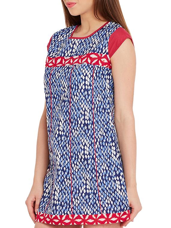 blue cotton straight kurti - 15394853 - Zoom Image - 2