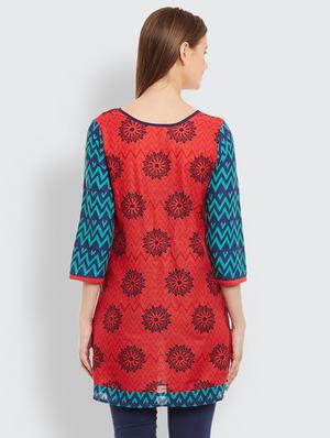 printed straight kurti - 15394855 - Standard Image - 3