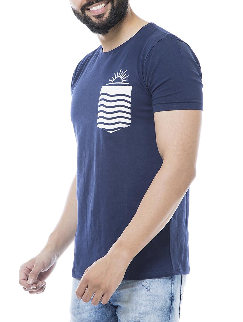 navy blue cotton pocket t-shirt - 15395068 - Zoom Image - 2