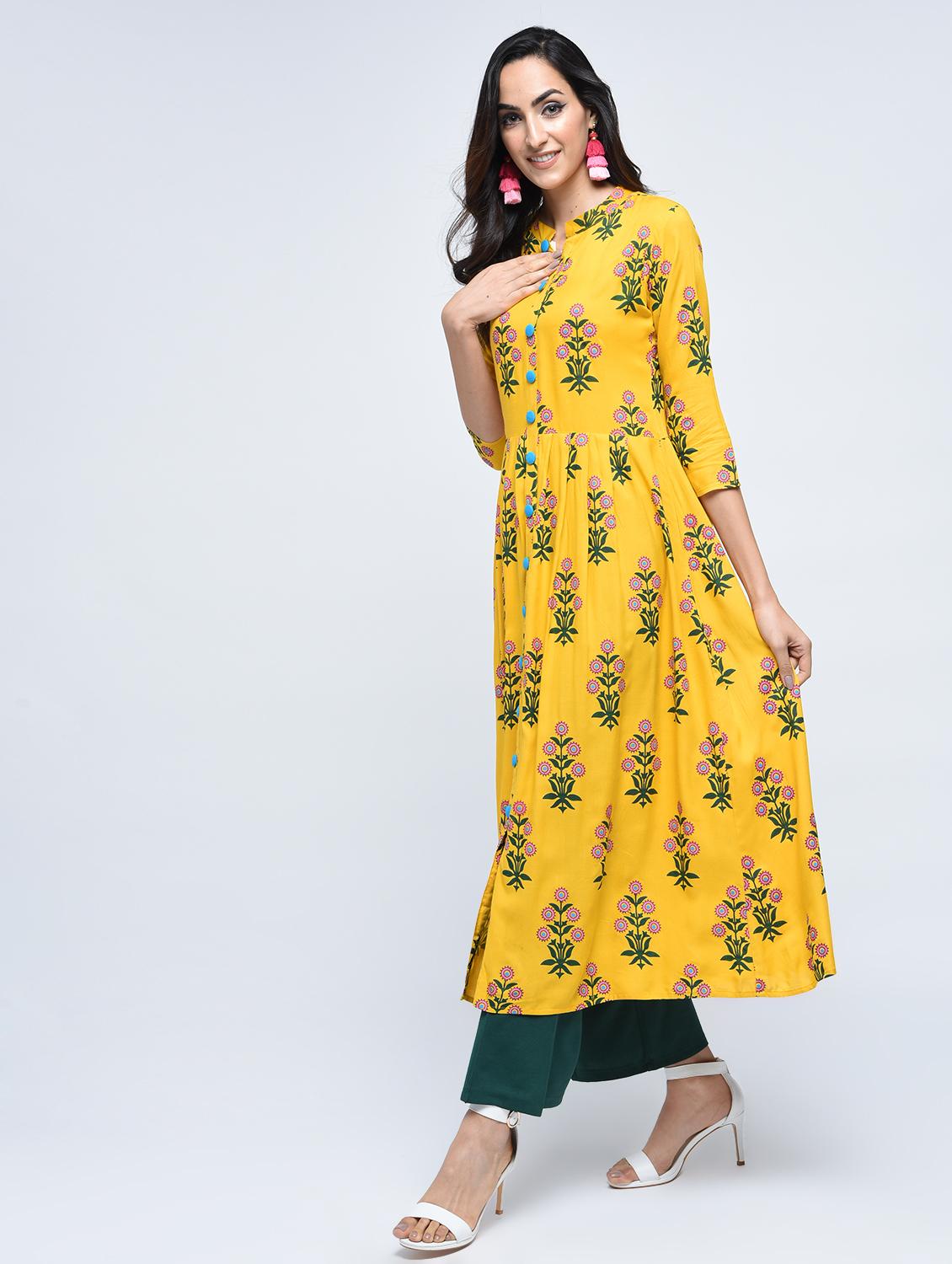 Flared printed kurta - 15395374 - Zoom Image - 3